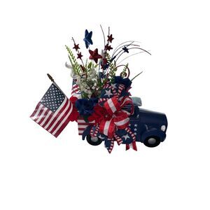 Patriotic Red White Blue Truck Centerpiece: Floral Arrangement